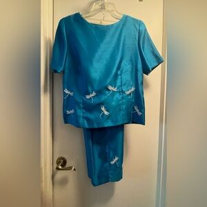 Pant Suit by Sag Harbor dragonfly embellishments